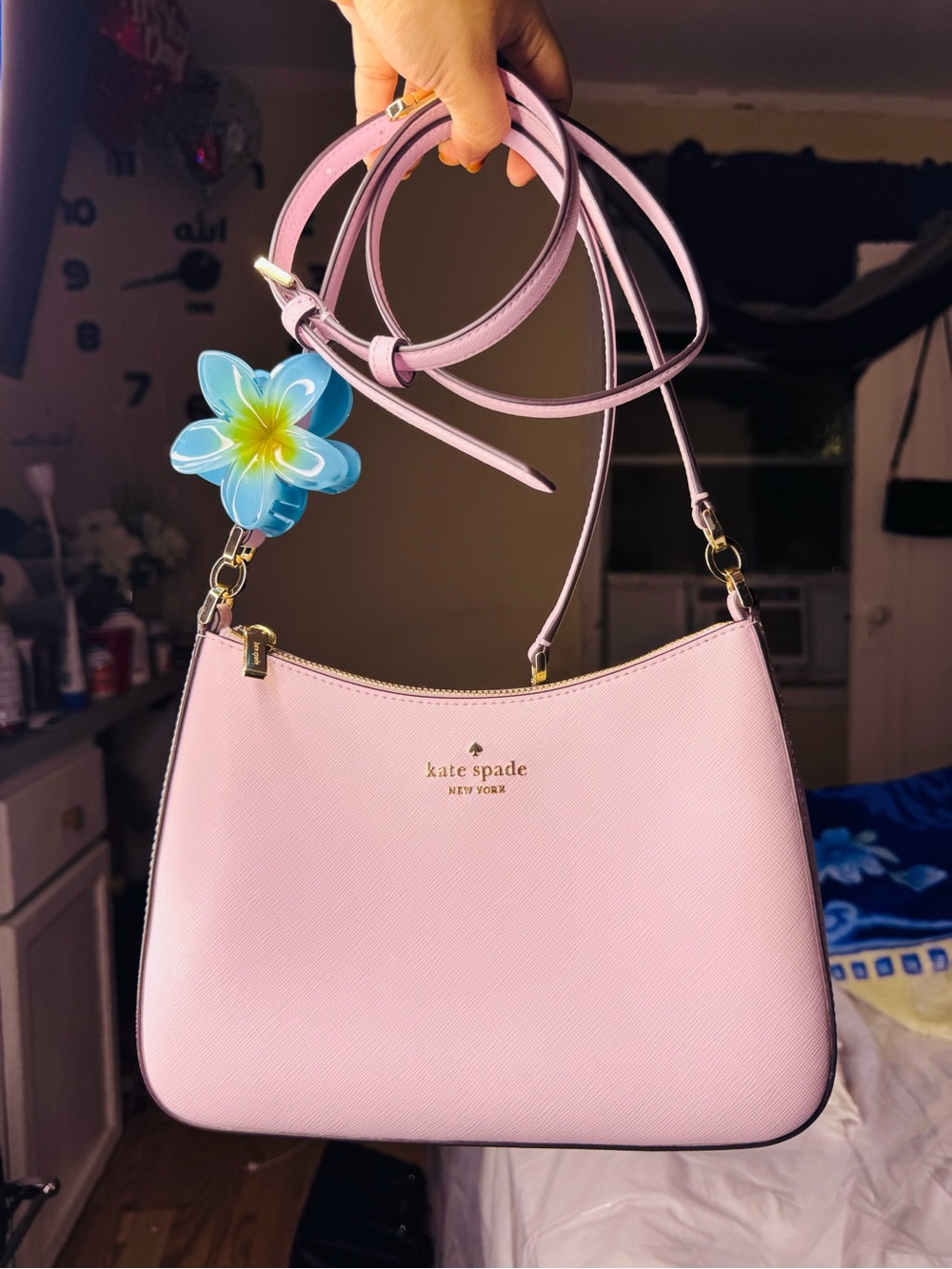 kate spade Margot light pink Saffiano Leather Crossbody with Gold Hardware